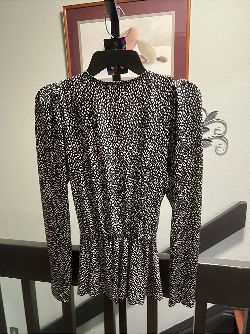 Banana Republic Black and White Printed Wrap-Style Blouse #319
